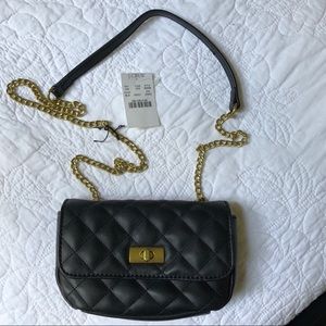 NWT J. Crew Black Quilted Crossbody Bag